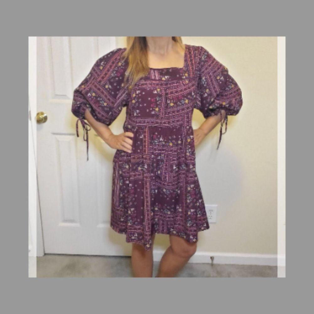 Chelsea & Violet Burgundy Floral Boho Dress